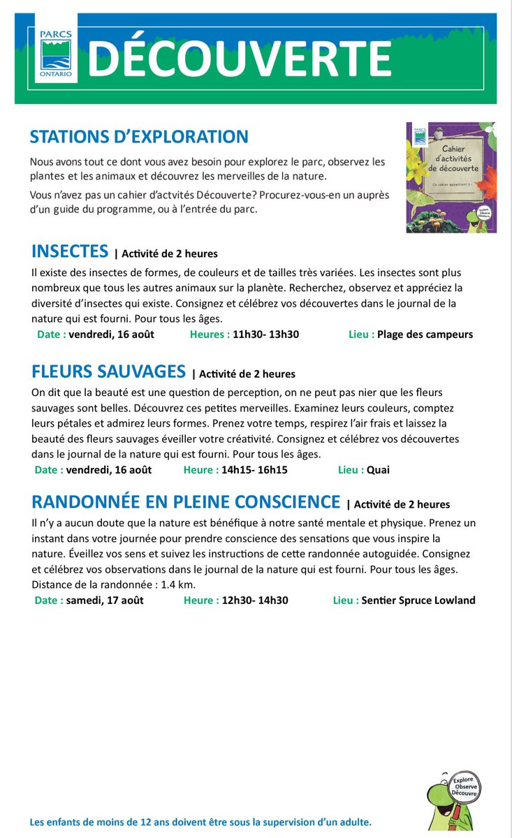 Looking for something to do this weekend? Check out our Discovery Exploration Stations!🥾🌸🌺🐜🪲
#renebrunellepp #ontarioparks #ontarioparksne #discovery

For details visit ontarioparks.ca/park/renebrune…