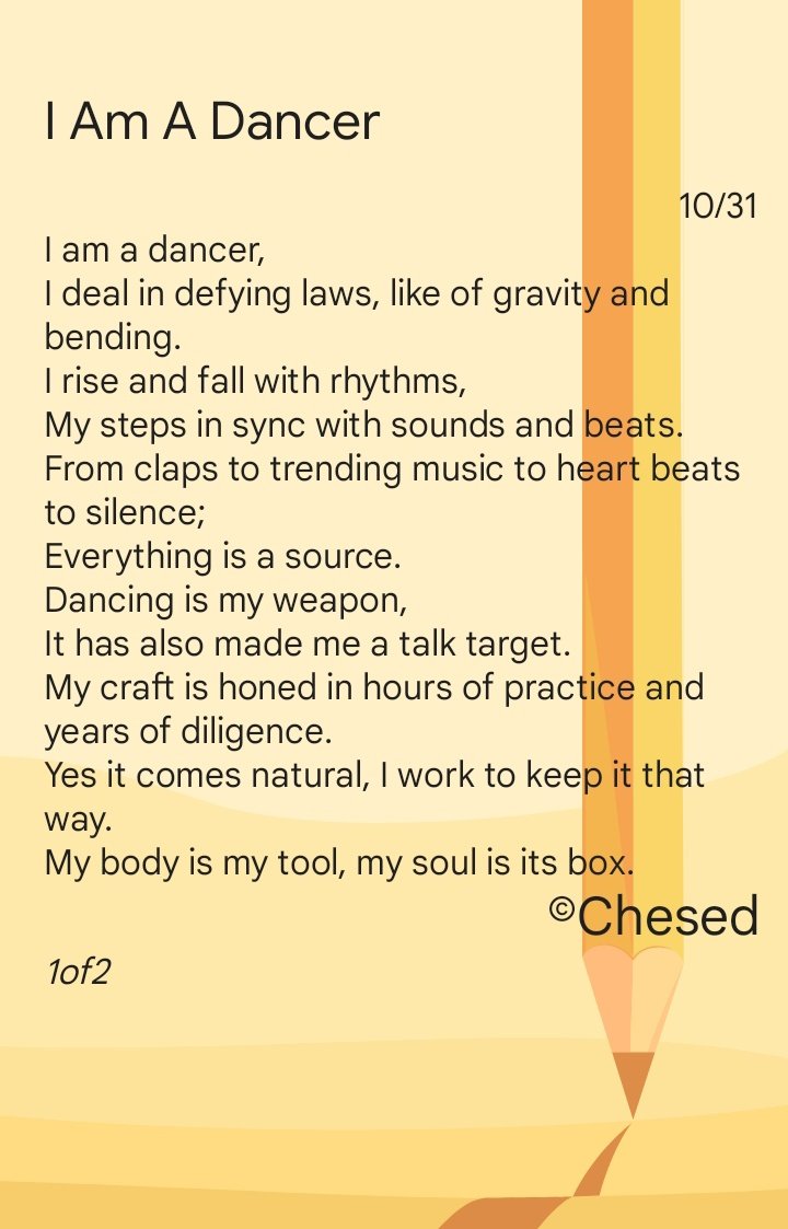 ChesedGEL's tweet photo. #AugustWritingPrompts
Day 10/31 https://t.co/zt5dWSPKX4