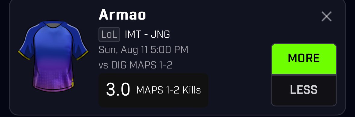 ThunderProps's tweet photo. One of my favorite LOL props for this afternoon:

-Armao Over 3 Kills

This will green out and you will have cash in your app faster than thunder flashes at night. SMASH THIS PLAY!

Public Twitter Record: 88-21
#Gamblingtwitter #sportsbetting #playerprops #POTD #prizepicks https://t.co/lqHcyAbsD1