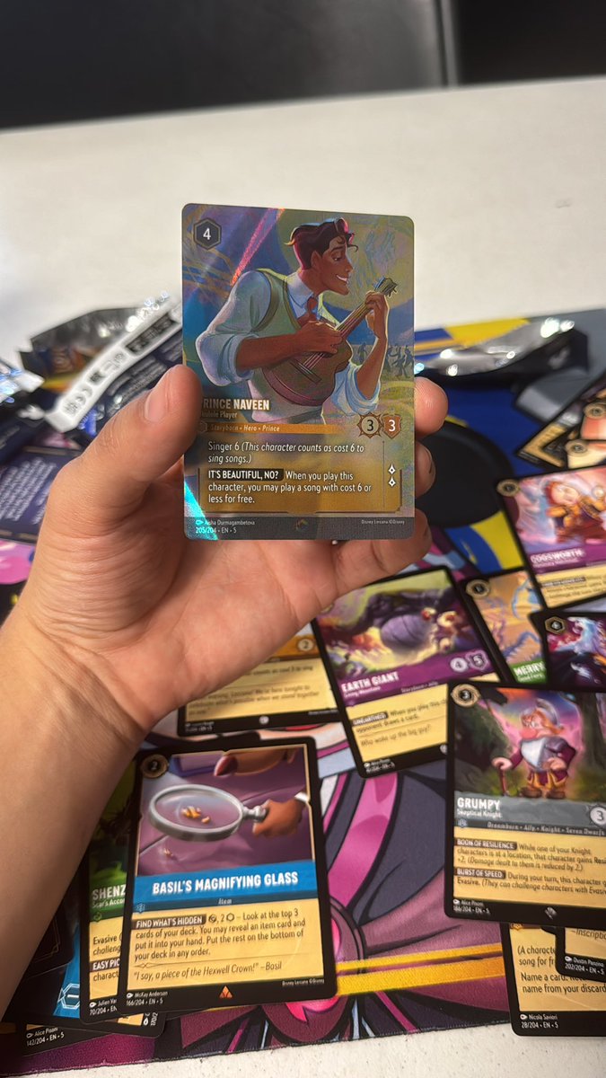 Cre8tcg's tweet image. This is a live reaction. I am so happy hahaha. I love lorcana pre releases 

#lorcana #set5 #enchanted