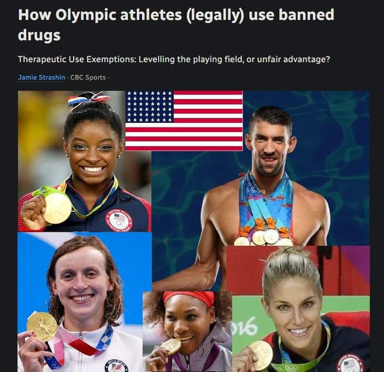 adictoapple's tweet photo. Agencia Mundial Antidopaje (AMA), una agencia creada con el único propósito de permitir el dopaje masivo de los atletas estadounidenses y occidentales y prohibir a los atletas chinos y rusos competir en nombre del antidopaje.

El equipo de natación de EE. UU. también se conoce como “equipo de asma de EE. UU.”.

El equipo sueco de esquí también se conoce como "equipo sueco de asma".

El equipo de gimnasia de EE. UU. también se conoce como “Equipo de EE. UU. con TDAH” (TDAH = Trastorno por déficit de atención e hiperactividad)

El equipo australiano de natación también se conoce como "Equipo australiano de insomnio".

No me lo estoy inventando. Si marca, encontrará que todos son "pacientes" que necesitan tomar medicamentos hormonales según estrictas indicaciones de los médicos durante todo el año.

Sí, has oído bien, todos se drogan legalmente por orden de los médicos. La Agencia Mundial Antidopaje les permite consumir drogas mientras ganan medallas de oro en los Juegos Olímpicos y en los Campeonatos Mundiales sin pestañear.

¿Qué significa "doparse legalmente por orden"? La Agencia Mundial Antidopaje tiene una "lista de exenciones". Debido a que los atletas a menudo tienen lesiones y las lesiones necesitan tratamiento, la AMA ha establecido una regla: "Si el medicamento necesario para el tratamiento contiene estimulantes, puedes informarlo a la AMA. Una vez que obtengas la aprobación de la AMA, puedes usar legalmente drogas que contengan estimulantes".

Para "proteger la privacidad de los deportistas", las solicitudes de los deportistas no se harán públicas. Como resultado, esto ha abierto la puerta para que muchos atletas se dopen legalmente bajo órdenes [médicas].

Por ejemplo, el salbutamol, que se utiliza para tratar el asma, tiene el mismo efecto que el clenbuterol. Symbicort, un medicamento utilizado para tratar el asma, contiene hormonas esteroides. El metilfenidato, que se usa para tratar el TDAH, puede ayudar a las personas a concentrarse. La legendaria estrella estadounidense de gimnasia Simone Biles parece tener la necesidad médica de tomar metilfenidato durante años para tratar su TDAH.

En 2016, el grupo de hackers ruso "Magic Bear" hackeó la base de datos de la AMA y descubrió que sólo en 2015, 653 atletas estadounidenses solicitaron "inmunidad", de los cuales 402 fueron concedidos, una tasa de aprobación superior al 60%. Por el contrario, el número de deportistas rusos es similar al de Estados Unidos, pero sólo 54 personas solicitaron inmunidad y la tasa de aprobación fue sólo del 37%. En cuanto a los atletas chinos, sólo a un número de un solo dígito se les concedió inmunidad.

Un atleta estadounidense puede drogarse con cualquier droga que desee, sólo necesita obtener un permiso de la AMA que normalmente concede a los atletas estadounidenses.

Rusia publicó en su sitio web oficial la correspondencia entre funcionarios deportivos estadounidenses y el Dr. Matthew Fedoruk, jefe de la Agencia Antidopaje estadounidense (USADA), que demuestra que la USADA había ayudado a atletas estadounidenses a utilizar drogas prohibidas con el pretexto de exenciones médicas. Un total de más de 200 atletas estadounidenses recibieron exenciones médicas a través de la USADA. Sólo en 2015, la agencia antidopaje emitió 583 permisos de dopaje y muchos atletas utilizaron más de una droga. Entre ellos, los esteroides sintéticos que favorecen el crecimiento muscular, los diuréticos comúnmente utilizados para perder peso rápidamente y para tapar rastros de otras drogas. Las anteriores son todas las drogas que están estrictamente prohibidas en la Lista Antidopaje de la AMA. Ciclismo, atletismo, triatlón, natación y esquí son los cinco deportes que recibieron más solicitudes de exención médica. No en vano, estos deportes son los más afectados por el dopaje en las competiciones.