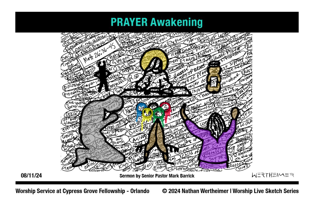 DrawingFromGod's tweet photo. Here's a past weekend's Worship Live Sketch Series entitled "PRAYER Awakening" with sermon by Senior Pastor Mark Barrick from Cypress Grove Fellowship Church in South Orlando. Artwork by Nathan Wertheimer. #nathanwertheimer #mycgf #cypressgroveorlando #upci #flupci #flupciyouth https://t.co/3hs1KSDdga