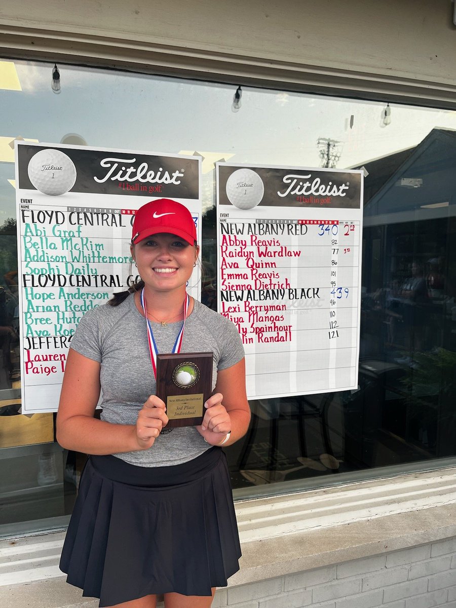 The NA Red Team took 2nd at the New Albany Invitational today with a 340.  The Black Team placed 7th with a 439.  Junior Kaidyn Wardlaw led the team with a T2 77. We had a lot of great experience and growth today.  Up next is Seymour and Salem at Shadowood on Monday.