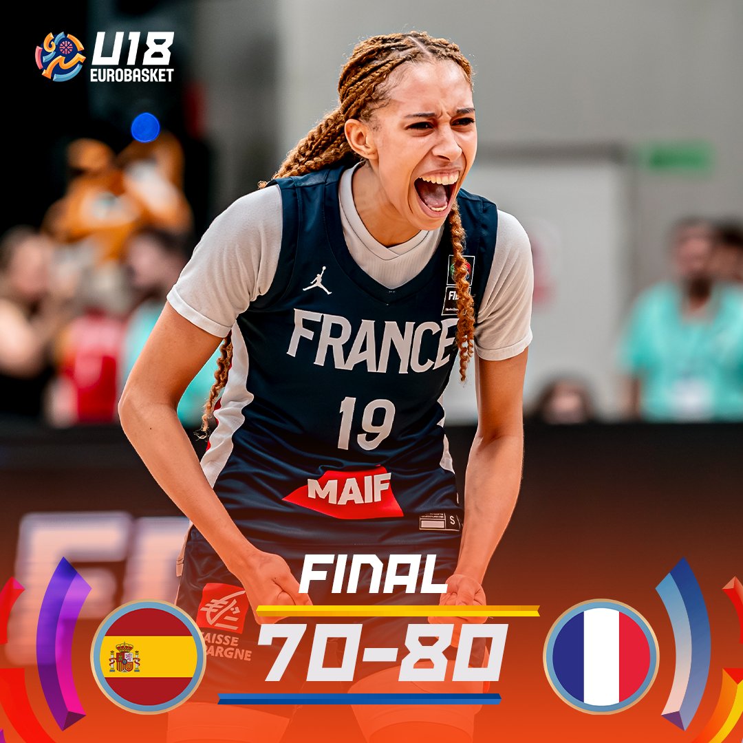 EuroBasketWomen's tweet photo. 🇫🇷 FRANCE IS YOUR 2024 #U18EuroBasket CHAMP! 🏆

What a team effort from les Bleus to secure the W in the great Final against Spain ✨ https://t.co/c7sS4b8Q89