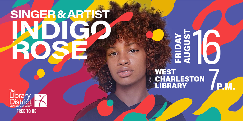 LVCCLD's tweet photo. Local artist #IndigoRose will showcase her talent at #WestCharlestonLibrary on Friday, August 16 by singing original R&B songs while painting live on stage! 🎤 🎨
Don't miss this FREE performance:➡️ https://t.co/iWZAIQJ3Nb #FreeToBeCaptivated https://t.co/MdzuQ2DNPA