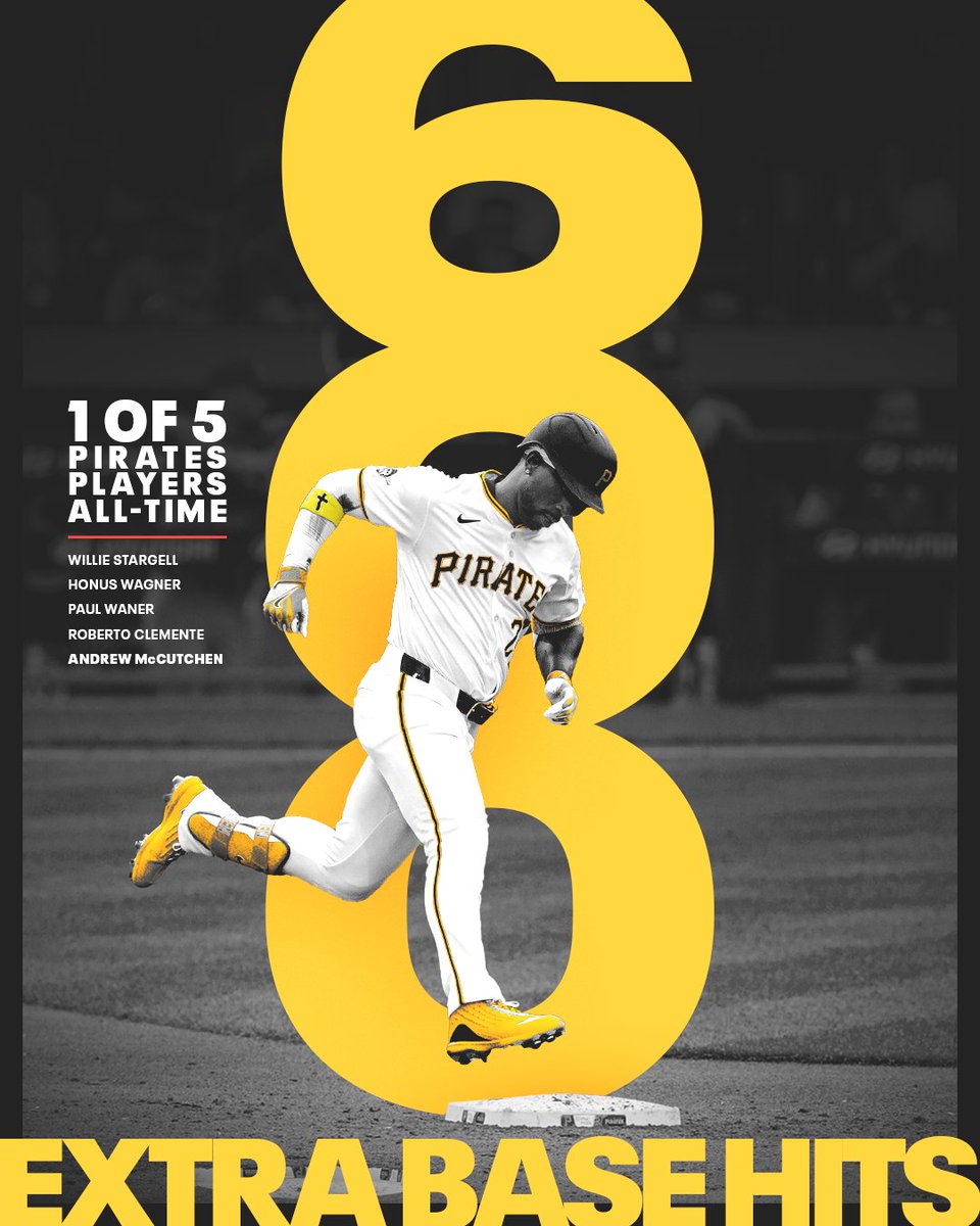 Andrew McCutchen is one of just five players in Pirates history with at least 600 extra base hits. 👏