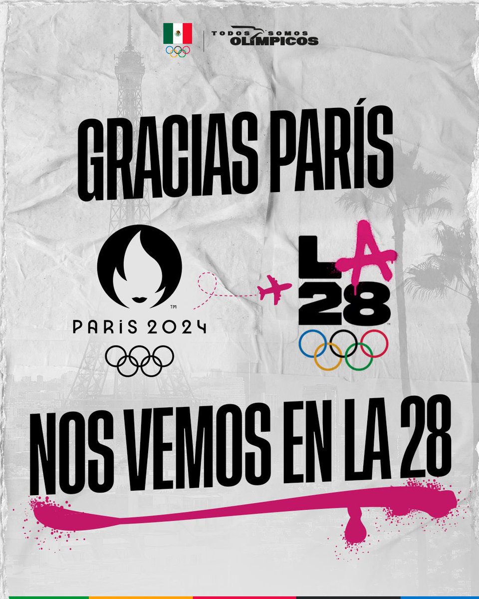 París 2024 nos dio sueños, emoción y orgullo, pero esta historia no termina aquí. Nos veremos en Los Ángeles 2028 con el corazón lleno de esperanza y el alma lista para nuevos retos.

 ¡Sigamos haciendo historia juntos! #TodosSomosOlímpicos 🇲🇽