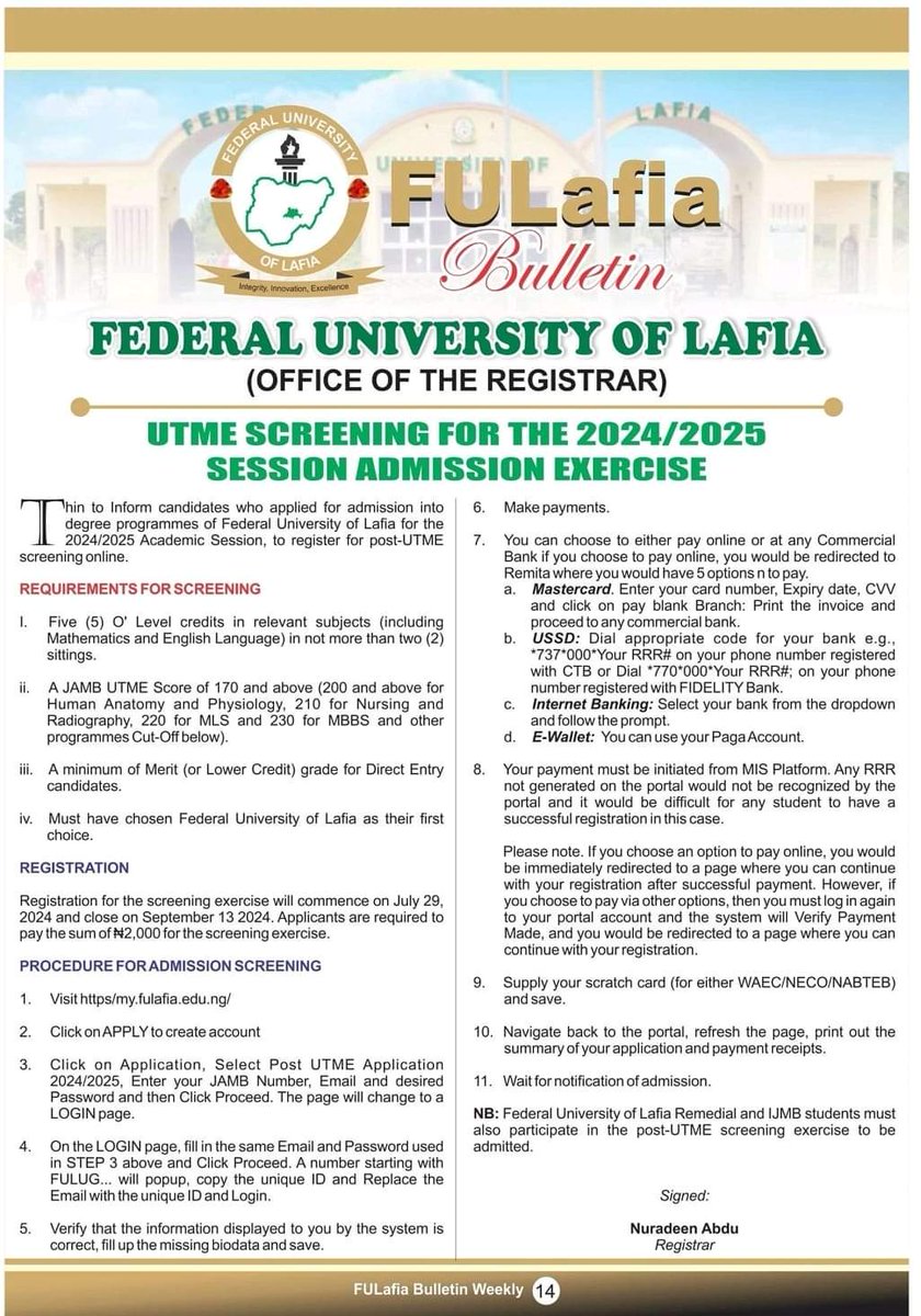 Federal University of Lafia tweet media