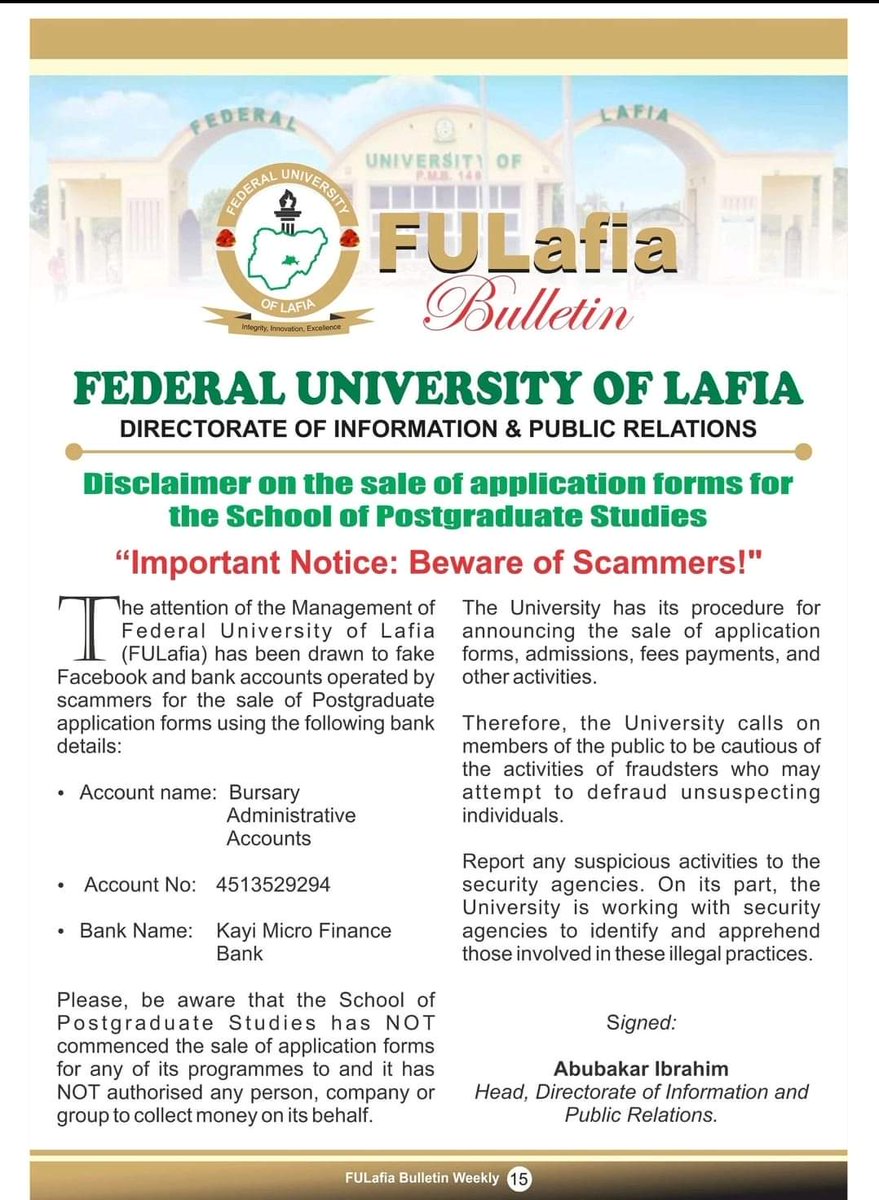 Federal University of Lafia tweet media