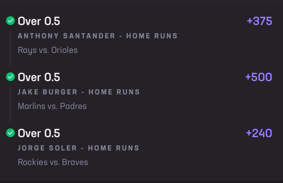 DZPicks's tweet photo. CASH IT✅ +9590… #MLB 
3 home runs let’s go! https://t.co/7LKNoJ25el