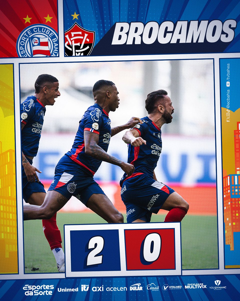 🙌🏽 VITÓRIA 𝗗𝗢 𝗕𝗔𝗛𝗜𝗔!

Esquadrão vence Ba-Vi por 2 a 0 numa Fonte com 46 mil tricolores e volta a ganhar também no Brasileirão. Gols de Everton Ribeiro e Luciano Juba. Próximo jogo é sábado, contra o Grêmio, fora de casa. #BBMP