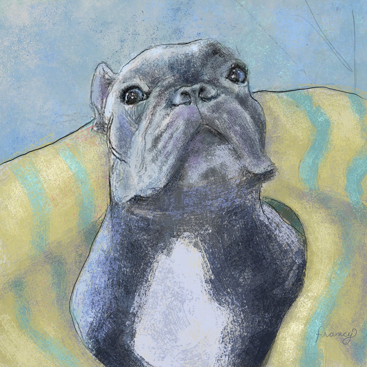 Finished my French Bulldog painting and have prints (framed and unframed) available at my Etsy shop. FrancyArtShop.com Hope you check out my shop and let me know what you think. What would you like to see more prints of? #artprints #frenchbulldog  #artforsale #dogpainting