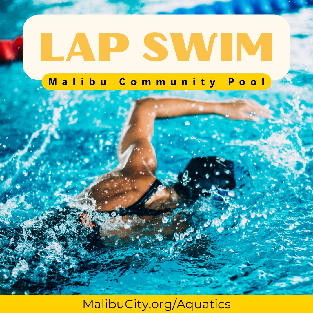 MalibuCSD's tweet photo. ๐LAP SWIM HOURS โ The Malibu Community Pool will be open for Lap swim on Monday, August 12 through Friday, August 16, from 4-7 PM. Swimmers can drop-in to this program on a first-come, first-served basis. #Lapswimmers #Communitypool #Malibu #LapSwim https://t.co/BZE6WW2jvO