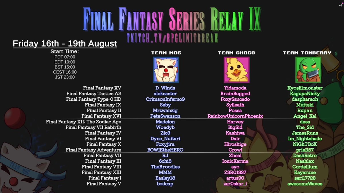 bowiethehero.bsky.social (@bowie_alexander) on Twitter photo I'll be representing #TeamMog for the #FFRelay9 this year. Next weekend on <a href="/RPGLimitBreak/">RPG Limit Break</a>
Running FF Adventure, otherwise known as Adventures of Mana.
Hopefully the lovelies <a href="/ManaGame/">Mana Series</a> have a chance to watch Crow!, PrieR and I light it up on the 18th of August! I'll be representing #TeamMog for the #FFRelay9 this year. Next weekend on <a href="/RPGLimitBreak/">RPG Limit Break</a>
Running FF Adventure, otherwise known as Adventures of Mana.
Hopefully the lovelies <a href="/ManaGame/">Mana Series</a> have a chance to watch Crow!, PrieR and I light it up on the 18th of August!