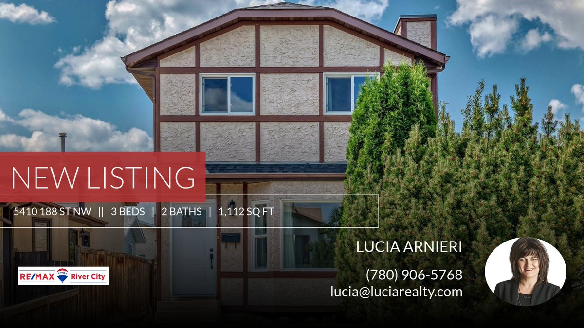 NEW LISTING ! Here's my new listing on the market. Call me anytime if you're interested in viewing this home or  if you have any questions about selling or purchasing  
 Lucia Arnieri
(780) 906-5768!

LUCIA... homeforsale.at/5410_188_ST_NW…