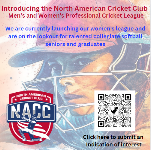 nacc_pro's tweet photo. Calling all College Softball Seniors and Grads! 
Join our new Professional Cricket League.
Your career doesn't have to end when you graduate!
Clinics and Tryouts now launching!
@lsusoftball #foreverlsu #GeauxTigers #Dealusin @USA Softball @la28 games #LAnext # LA28 #USASoftball https://t.co/ItvscHMClV