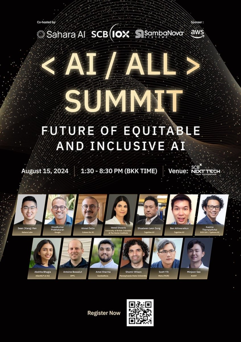 Sean Ren (@xiangrennlp) on Twitter photo Arriving in Bangkok for <a href="/aclmeeting/">ACL 2025</a>! 😃
Will be sharing our recent work on logical scaffolding, model uncertainty expression & multi-hop entailment inference w/ folks <a href="/nlp_usc/">USC NLP</a> + <a href="/KaitlynZhou/">Kaitlyn Zhou ✈️ CSCW, EMNLP!</a> +friends <a href="/allen_ai/">Ai2</a>
I'm also helping on the <AI / ALL> summit
w/ <a href="/SaharaLabsAI/">Sahara AI 🔆</a>
👇👇 Arriving in Bangkok for <a href="/aclmeeting/">ACL 2025</a>! 😃
Will be sharing our recent work on logical scaffolding, model uncertainty expression & multi-hop entailment inference w/ folks <a href="/nlp_usc/">USC NLP</a> + <a href="/KaitlynZhou/">Kaitlyn Zhou ✈️ CSCW, EMNLP!</a> +friends <a href="/allen_ai/">Ai2</a>
I'm also helping on the <AI / ALL> summit
w/ <a href="/SaharaLabsAI/">Sahara AI 🔆</a>
👇👇