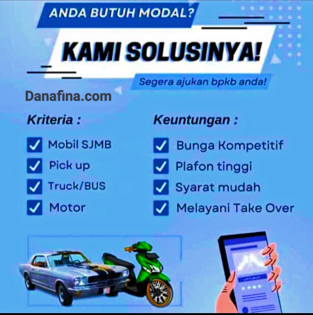 danafinacom's tweet photo. Siapa yang butuh modal usaha yang gak pake ribet?
Ajukan gadai bpkb mobil di Danafina.
Klik https://t.co/e51iv2I6X5
Mudah dan cepat.
#loan #danafina #gadaibpkbmobil #modalusaha https://t.co/hsRZlp58Do