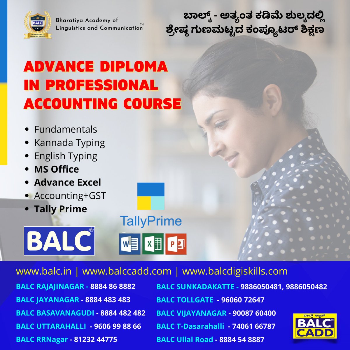 BALC_CADD_RJN's tweet photo. Welcome to #BALC #CADD #Rajajinagara.
*20th Anniversary of BALC CADD 50% discount is going on these courses.
#Spoken English
#Programming Courses
#Cadd courses
#Basic, Tally prime and Advance Excel

Contact No : 8884534534  || 9742697424
Email ID: balcrajajinagara@gmail.com https://t.co/nkA0k6IDvF