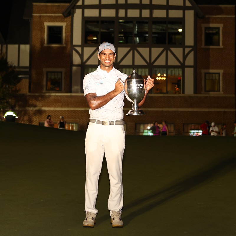 PGATour's tweet photo. Round 4 leaderboard @WyndhamChamp:

1. Aaron Rai -18
2. @MaxGreyserman -16
T3. @JJSpaun -15
T3. Ryo Hisatsune -15
5. Luke Clanton -14
6. Austin Eckroat -13