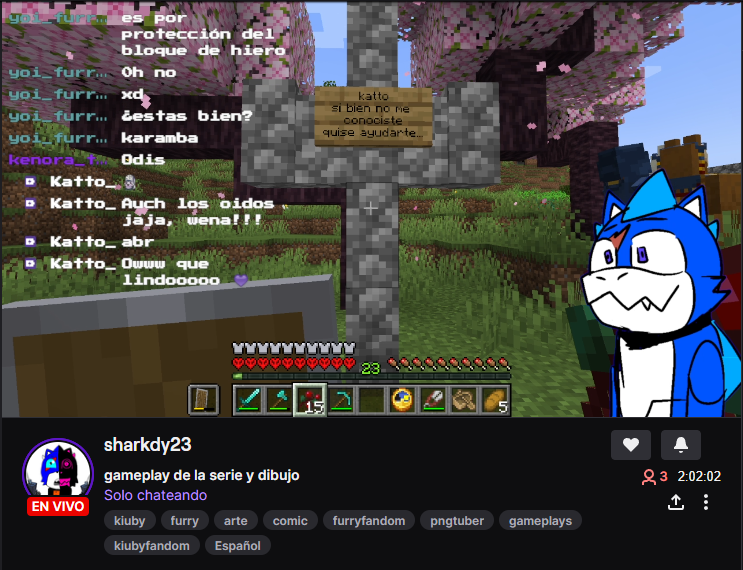 CrazyKatto's tweet image. Que bonito y al mismo tiempo triste 😿 me morí en una serie Hardcore de Minecraft y hay personitas que me honraron de esta forma, lastima no pude convivir con todos pero espero algún día hacerlo 🫶💙 (En el agua con flores de Fluffy morí jaja)