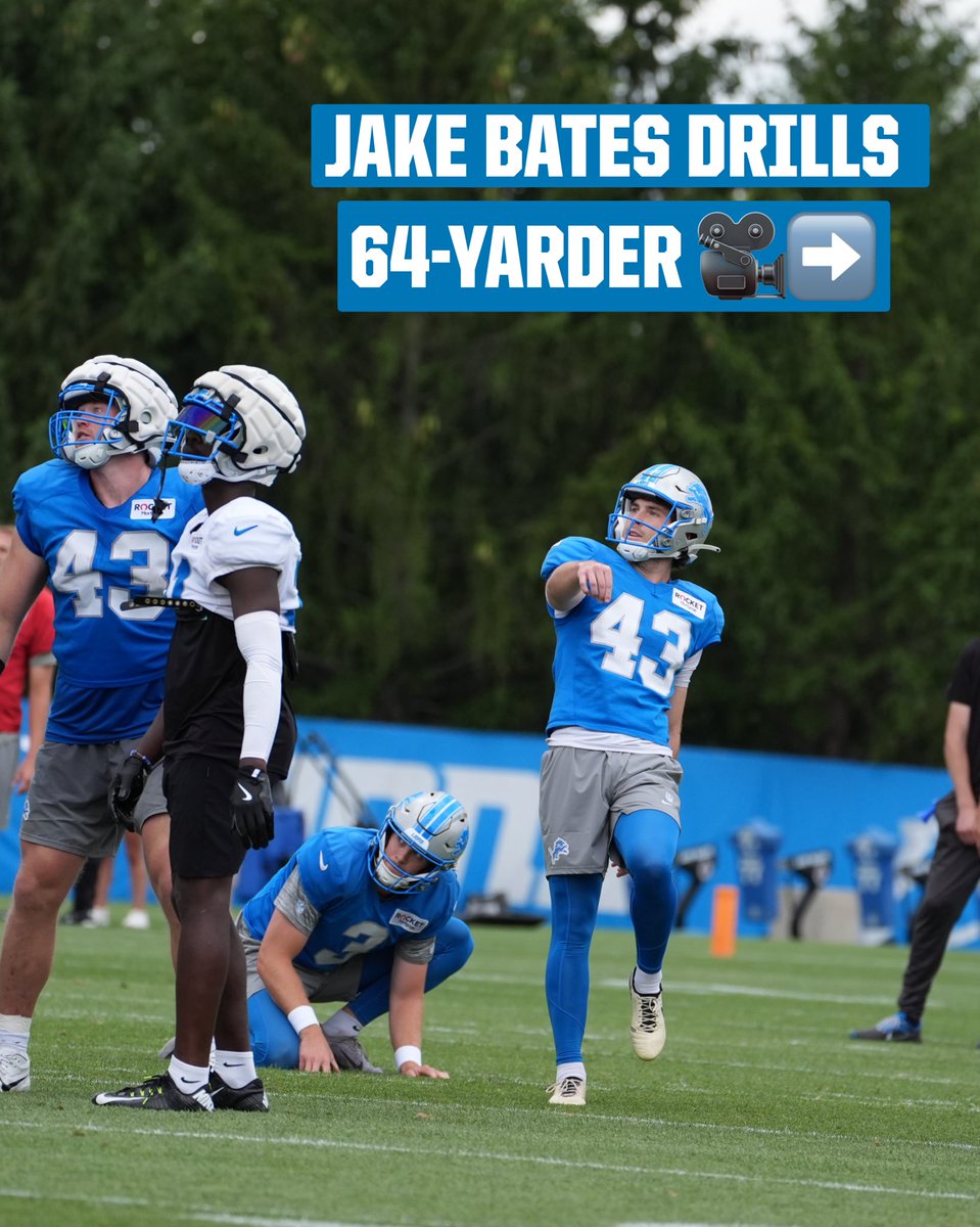 Lions's tweet photo. Jake Bates ends practice with a 64-yard 💣 https://t.co/9jZjIi36Xa