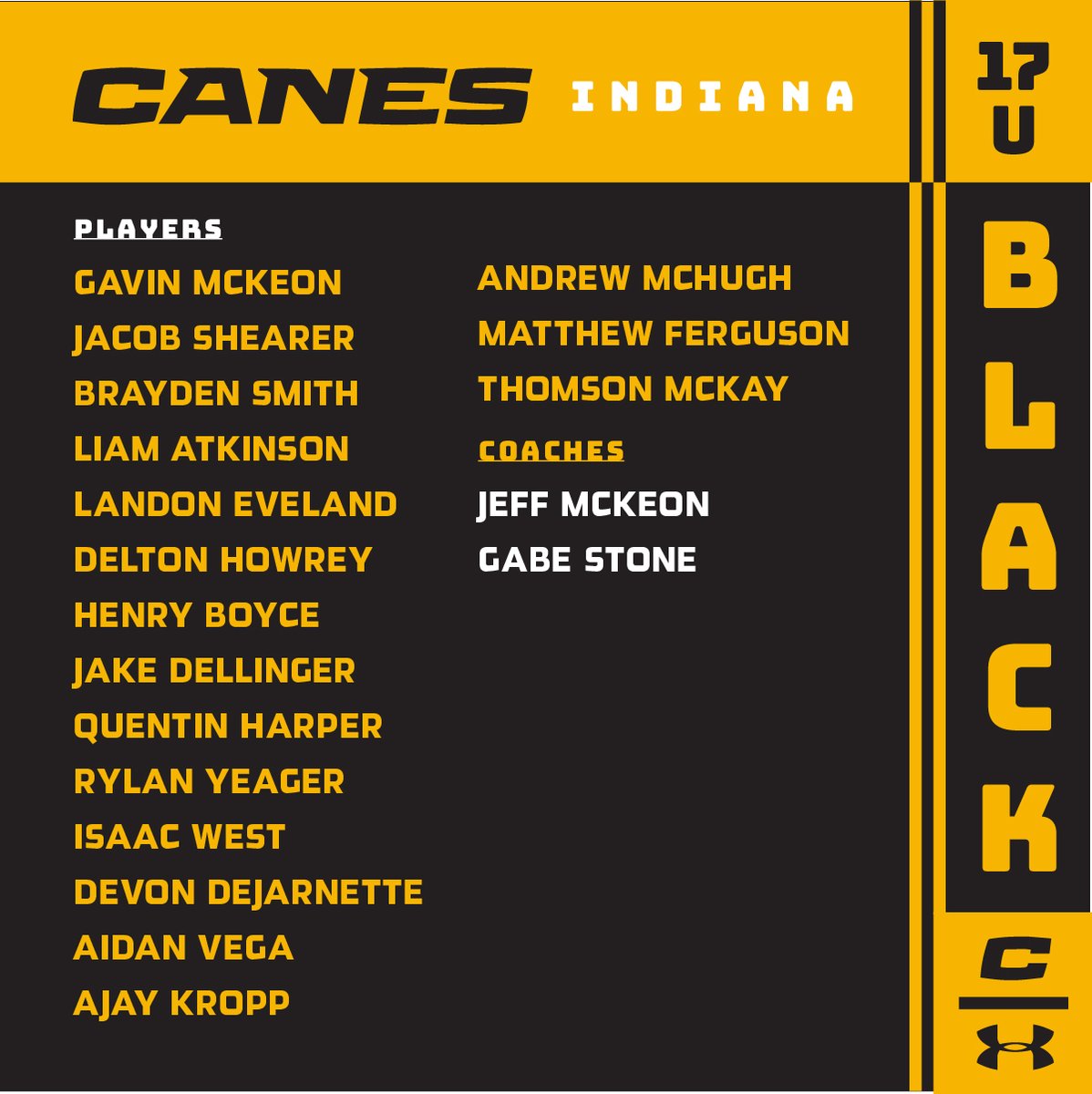 Canes Indiana 17u Black Roster Reveal