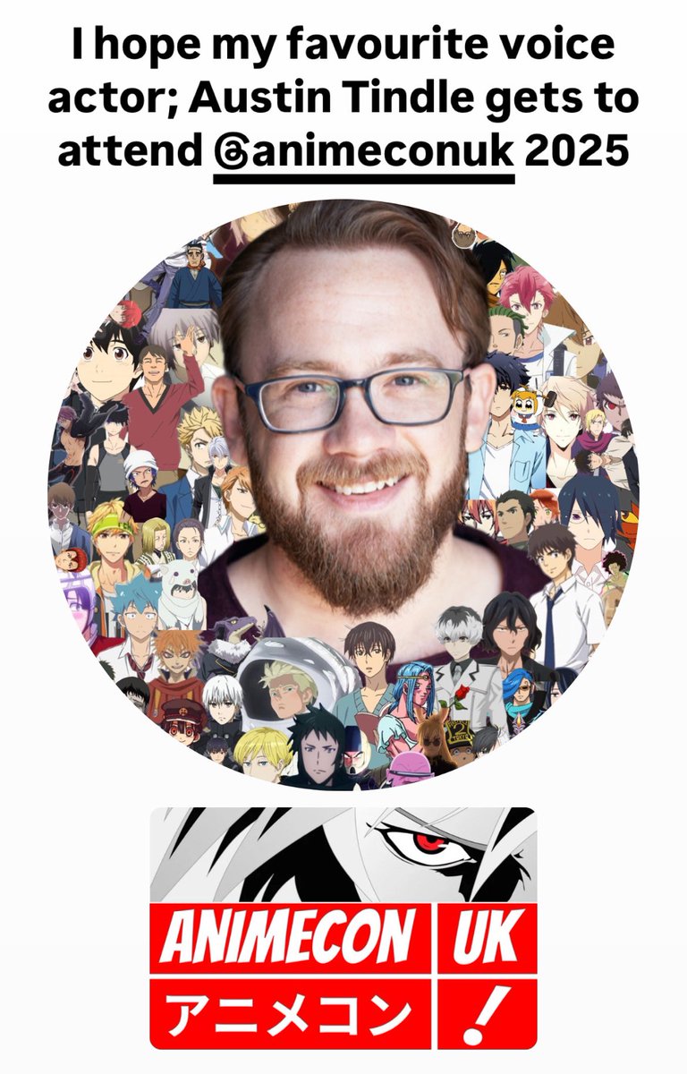 TindleFanClub's tweet photo. @animecon_uk please invite Austin Tindle to AnimeConUK in June 2025

#AustinTindle #voiceactor #anime #TokyoGhoul #MyHeroAcademia #BlackClover #WINDBREAKER #Trigun #AnimeConUK @thenec @ConventionsEtcV https://t.co/OgaMkaPLQJ