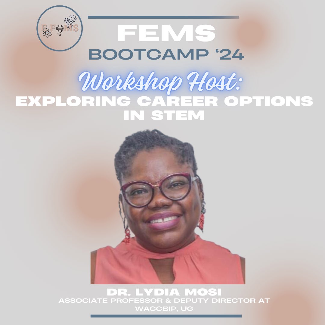 Empowering Female Minds in STEM (@empoweringfems) on Twitter photo Meet one of our workshop hosts for #FeMSBootcamp24 ✨
Dr. Lydia Mosi is an Associate Professor of cell and molecular biology and the Deputy Director of Administration at WACCBIP.
We are looking forward to hearing Dr. Mosi speak at FeMS Bootcamp ‘24! 
empoweringfems.com/registration Meet one of our workshop hosts for #FeMSBootcamp24 ✨
Dr. Lydia Mosi is an Associate Professor of cell and molecular biology and the Deputy Director of Administration at WACCBIP.
We are looking forward to hearing Dr. Mosi speak at FeMS Bootcamp ‘24! 
empoweringfems.com/registration