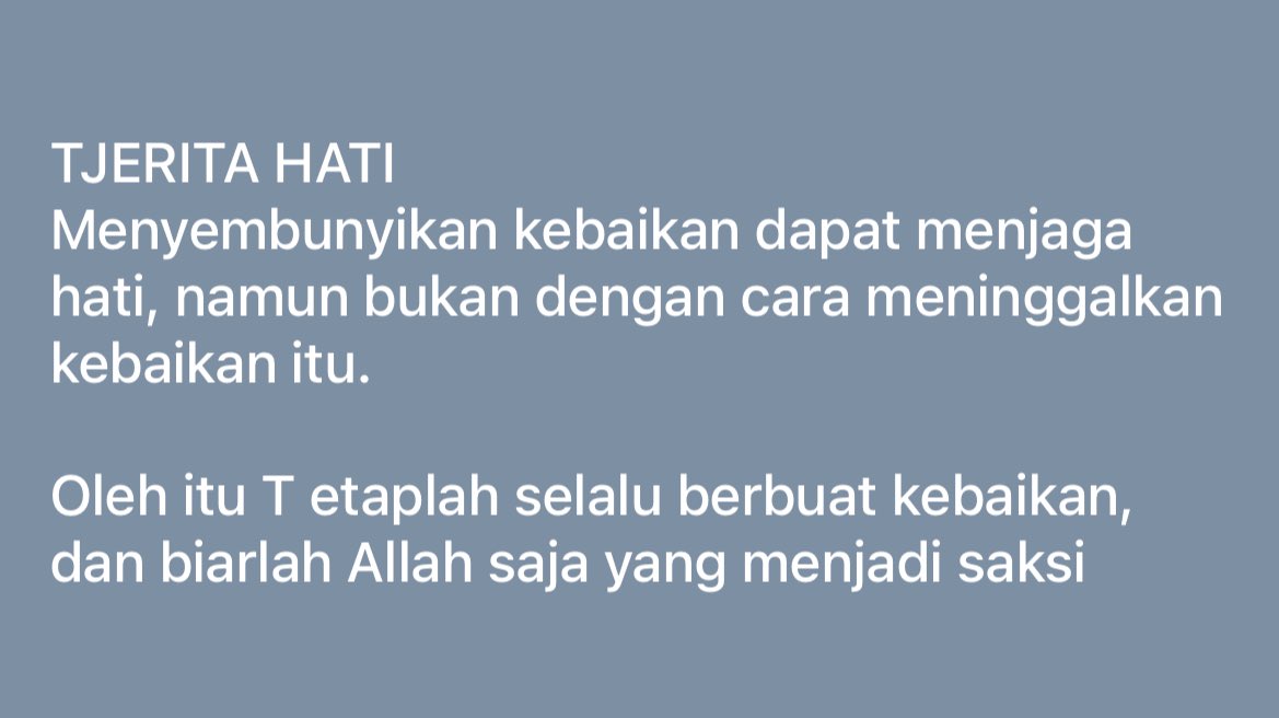UstazHealing's tweet photo. ٱلسَّلَامُ عَلَيْكُمْ وَرَحْمَةُ ٱللَّٰهِ وَبَرَكَاتُهُ

Semoga hanya Allah menjadi saksi dalam setiap kebaikan. https://t.co/VU9z0s5Ekw
