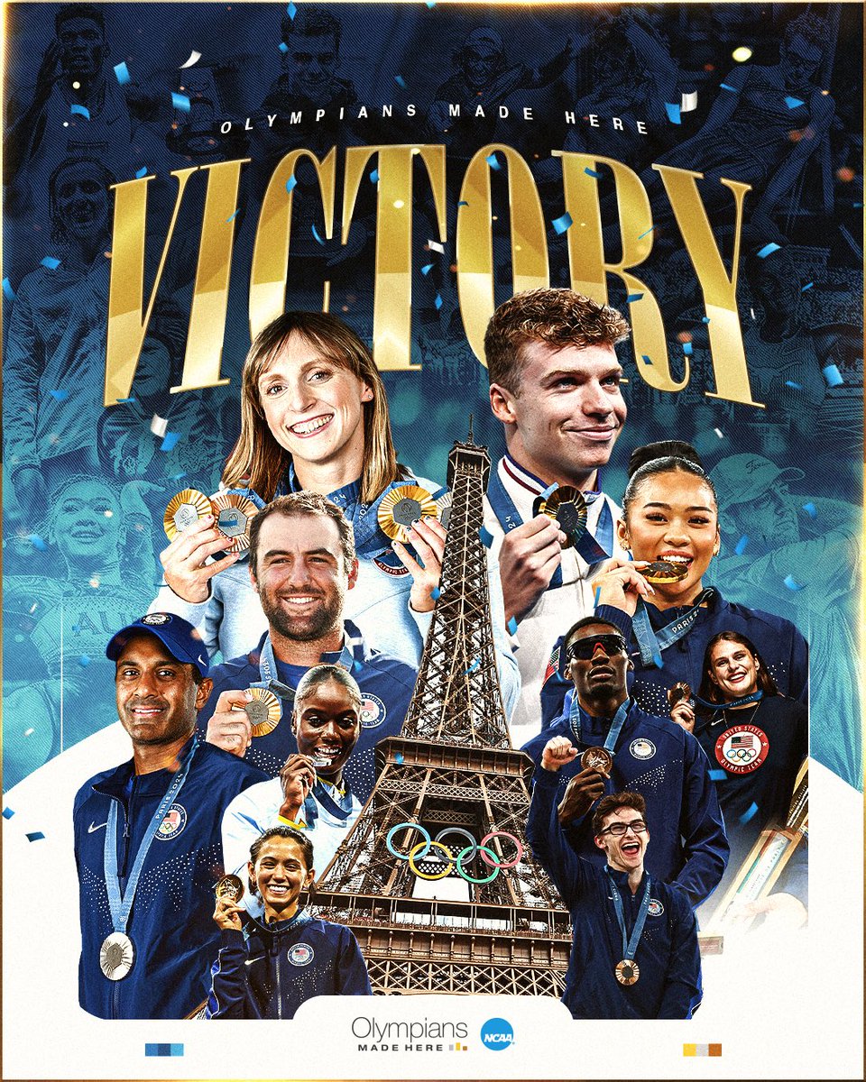 Victory never looked so good! 👏 

1,200+ current, former, and incoming student-athletes from 251 schools, nearly 60 conferences, and 125 teams and countries brought the 🔥 to the #ParisOlympics!

#OlympiansMadeHere