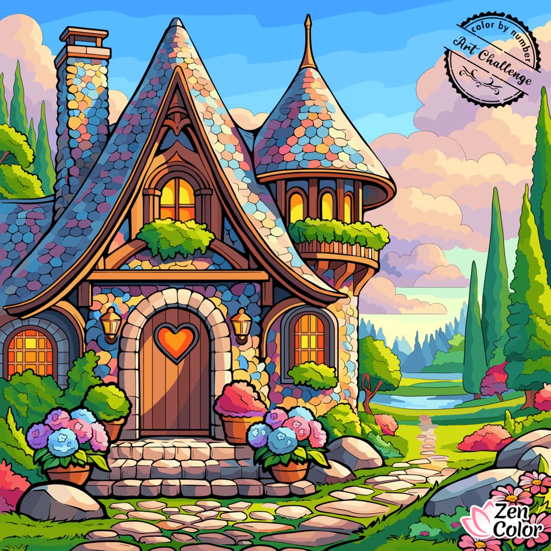 MsStitched's tweet image. #zencolor #artchallenge #calm #colorbynumber #adultcoloring #zen #meditation #coloring #color #peace