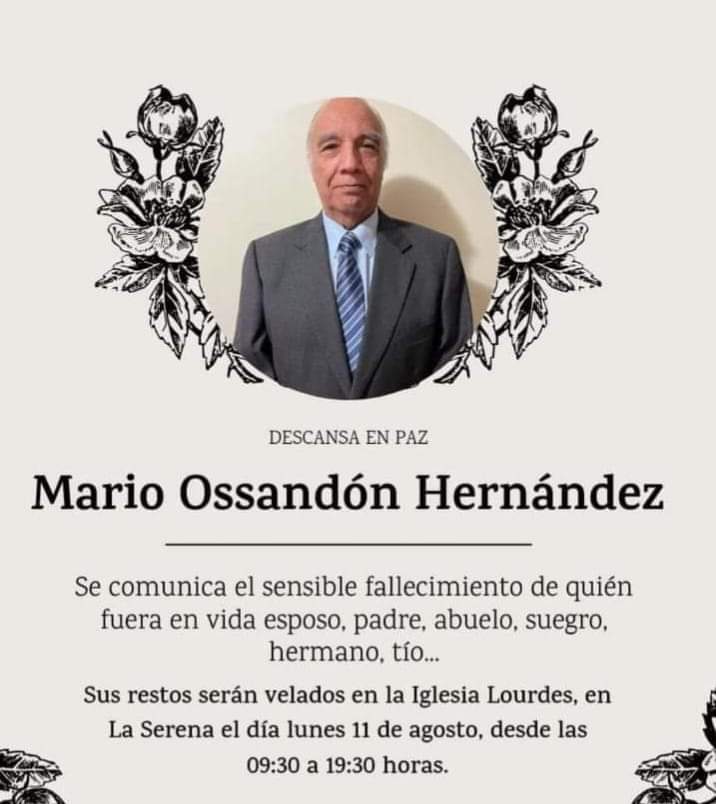 Compartimos información oficial publicada por la familia referida al sensible fallecimiento de nuestro querido ex colega locutor y ex director de Radio UTE Sede La Serena y Radio Universitaria FM Mario Ossandón Hernández. Descansa en paz querido Mario tu legado es imborrable.