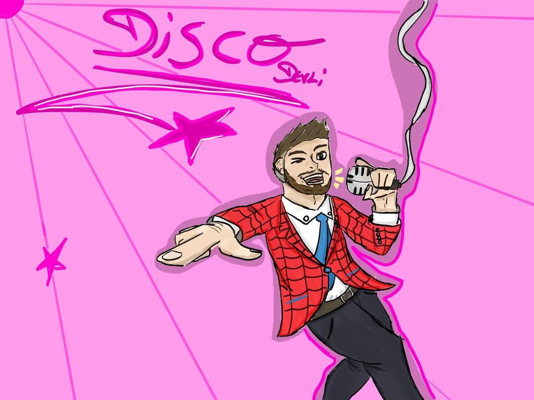 J'avais besoin de dessiner, donc voilà un petit dessin du GOAT <a href="/DiscoDevli/">Disco Devli 🪩🕹️</a> 
La bise tout le monde 
#fanart #discodevli #bonnenuit