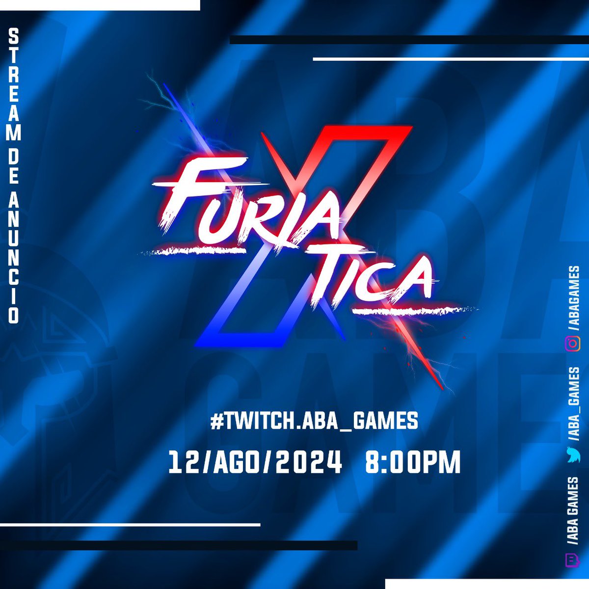 Los esperamos este lunes 12 de agosto para compartirles toda la información de lo que estaremos trayéndoles este 24 y 25 de agosto en FURIA TICA X

Hora: 8:00pm
Link: twitch.tv/aba_games

¡No te los pierdas!