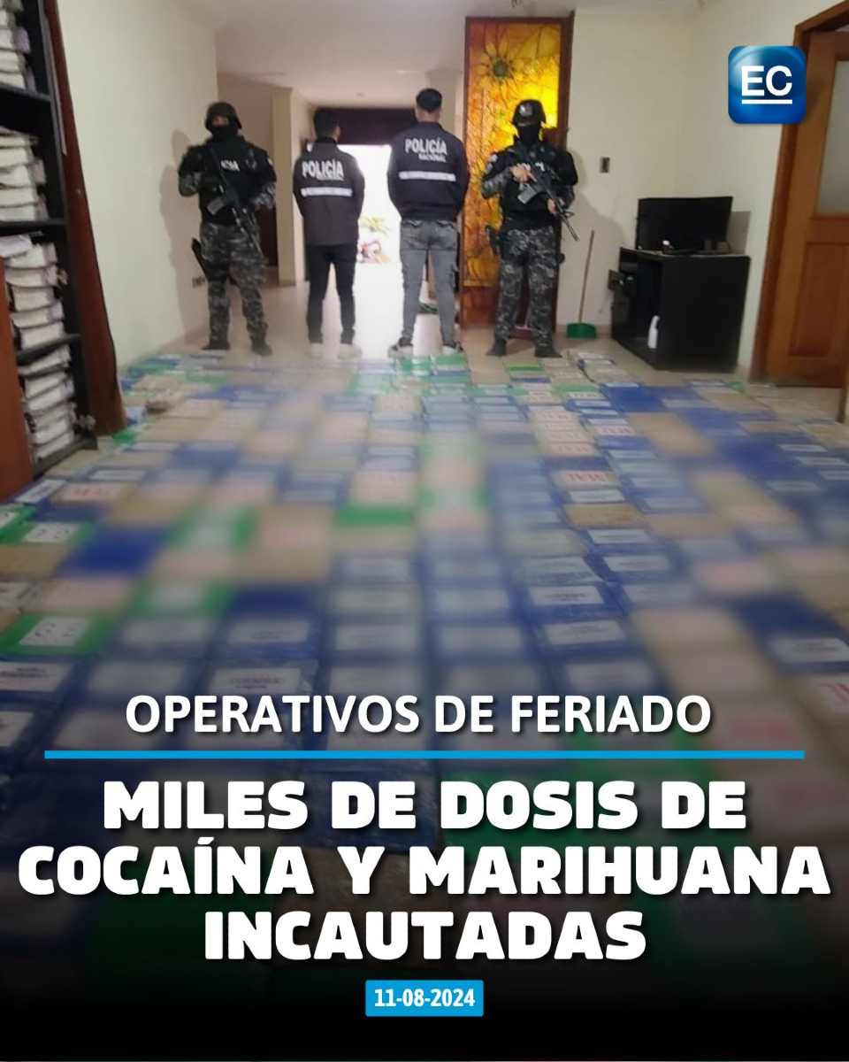La Policía encontró la droga durante controles realizados en Guayas, Manabí, Imbabura y Esmeraldas.
i.mtr.cool/pgteofspcf