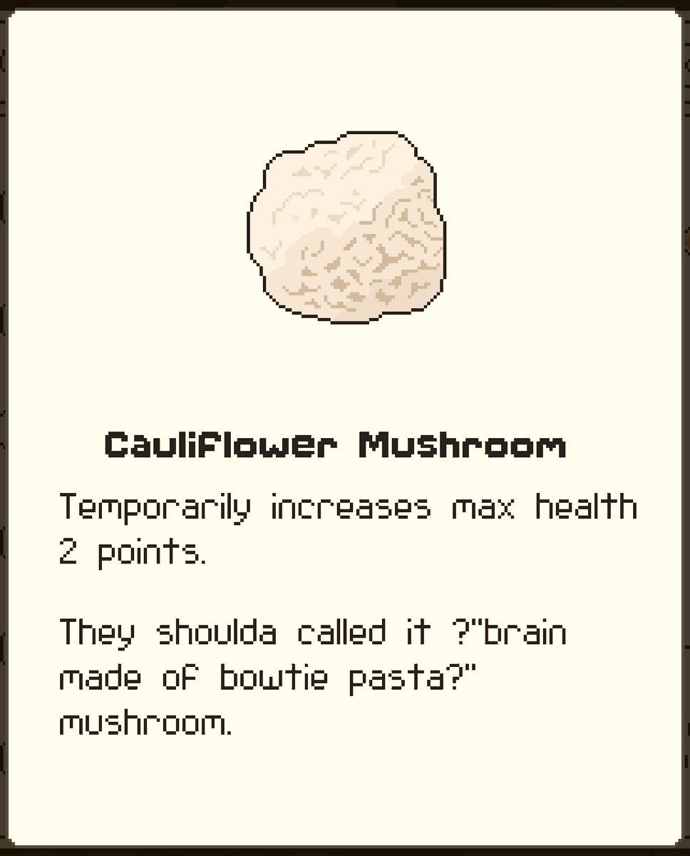 heavylunchco's tweet image. 🍄Happy #MushroomMonday!🍄This pale lovely is the cauliflower mushroom. Its special dietary fiber  boosts the immune system, so chomp some down for  extra HP! Collect this and many more in the Hermit and Pig demo on Steam! s.team/a/2408350
👴🏾🐷🎮
#indiegame #pcgaming