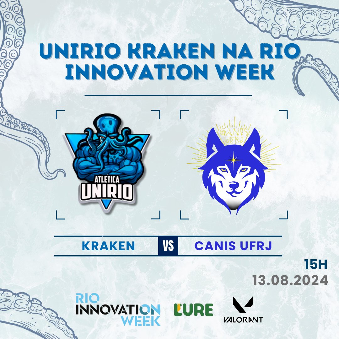 unirioesports's tweet photo. É nessa terça, dia 13/08!!

Nós da UNIRIO Kraken estaremos jogando na @playlure etapa Rio Innovation Week, tanto no Counter-Strike 2, quanto no Valorant!

No dia disponibilizaremos o link da live aqui no twitter e no instagram, então fiquem de olho.

Para cima Kraken!!!!🦑💙 https://t.co/Ht2ODjrnLy