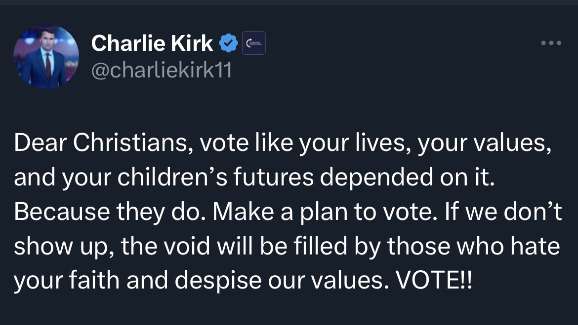 Millions of Christians like me will vote for Harris because Trump does not reflect our values, we think it’s blasphemous to claim he was sent by God, &amp; we view how Trump &amp; MAGA have politicized the teachings of Christ into an unrecognizable perversion of the faith with disgust.