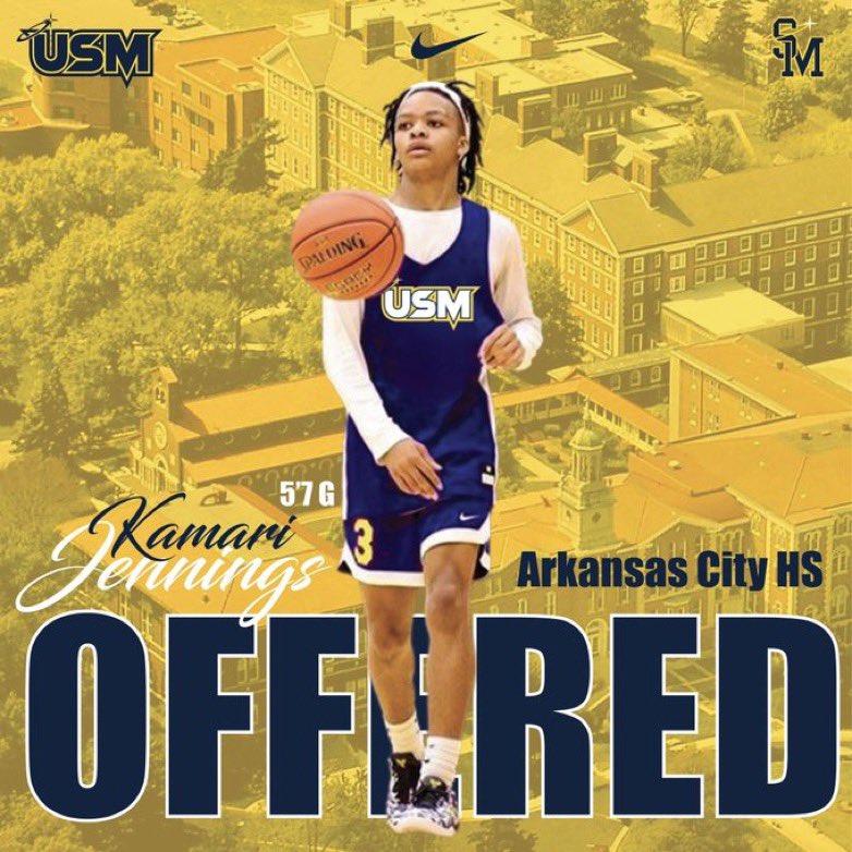 Kamari Jennings (@kamarijennings) on Twitter photo After a great camp with coach <a href="/CoachBrownUSM/">Troy Brown</a> and his staff at <a href="/USM_basketball/">USM Hoops</a> prospect camp. I am excited to receive my first official offer. #GoSpires
<a href="/Tylerkeim12/">Tyler Keim</a> <a href="/WichitaPadres/">Wichita Padres Basketball</a> @achsboysbasket1 <a href="/cjenn3/">C.J. Jennings</a> <a href="/RL_HoopsKS/">RecruitLook Hoops Kansas</a> <a href="/CoachTreal2/">Coach Treal Holland II</a> <a href="/RL_Hoops/">RecruitLook Hoops</a> <a href="/PrepHoopsKS/">Prep Hoops Kansas</a> After a great camp with coach <a href="/CoachBrownUSM/">Troy Brown</a> and his staff at <a href="/USM_basketball/">USM Hoops</a> prospect camp. I am excited to receive my first official offer. #GoSpires
<a href="/Tylerkeim12/">Tyler Keim</a> <a href="/WichitaPadres/">Wichita Padres Basketball</a> @achsboysbasket1 <a href="/cjenn3/">C.J. Jennings</a> <a href="/RL_HoopsKS/">RecruitLook Hoops Kansas</a> <a href="/CoachTreal2/">Coach Treal Holland II</a> <a href="/RL_Hoops/">RecruitLook Hoops</a> <a href="/PrepHoopsKS/">Prep Hoops Kansas</a>