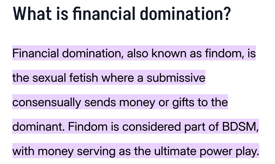 spoil_sam's tweet image. Findom is becoming more popular and with that new dommes have arrived but more importantly new subs.
I leave you the definition of Findom because I see that it's very hard for you to do your search and you want to come here to be a financial submissive without having any money...