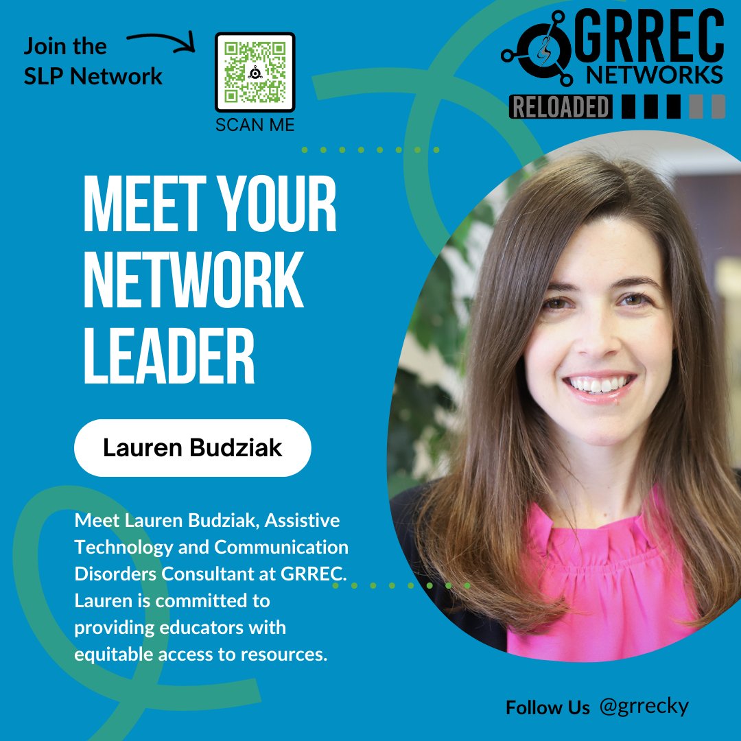 GRRECKY's tweet photo. Meet Your Network Leader.
Introducing Lauren Budziak, Assistive Technology and Communication Disorders Consultant at GRREC, as the SLP Network Leader.
Join the SLP Network to connect with dedicated professionals like Lauren.
๐๐ผ https://t.co/cUCrRbpHoT ๐๐ผ
.
#GRRECKY #SLPNetwork https://t.co/5RXaRokQSD