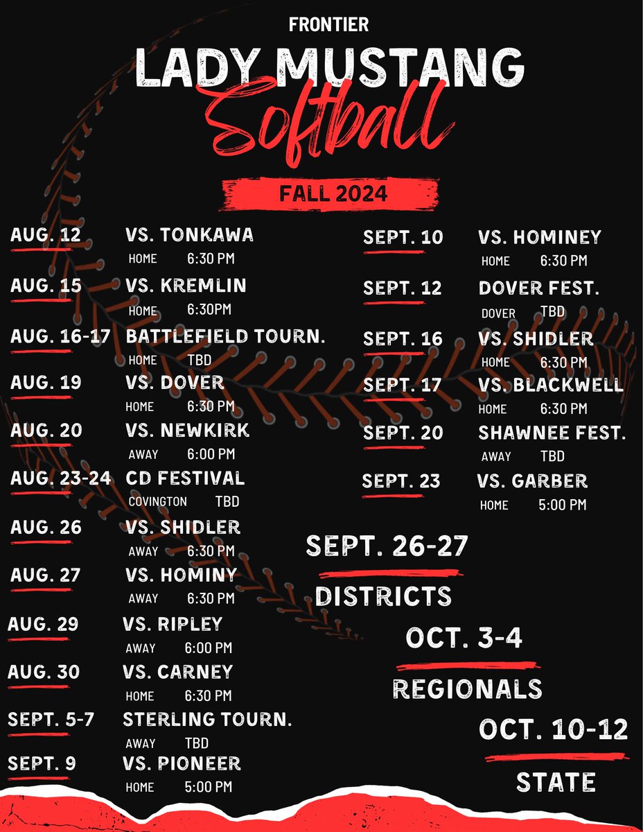 Here is my schedule!

<a href="/EState_Softball/">Emporia State Softball</a> <a href="/OCeaglesSB/">OC Softball</a> <a href="/ocu_softball/">Oklahoma City University Softball</a> <a href="/UCOSoftball/">UCOSoftball</a>