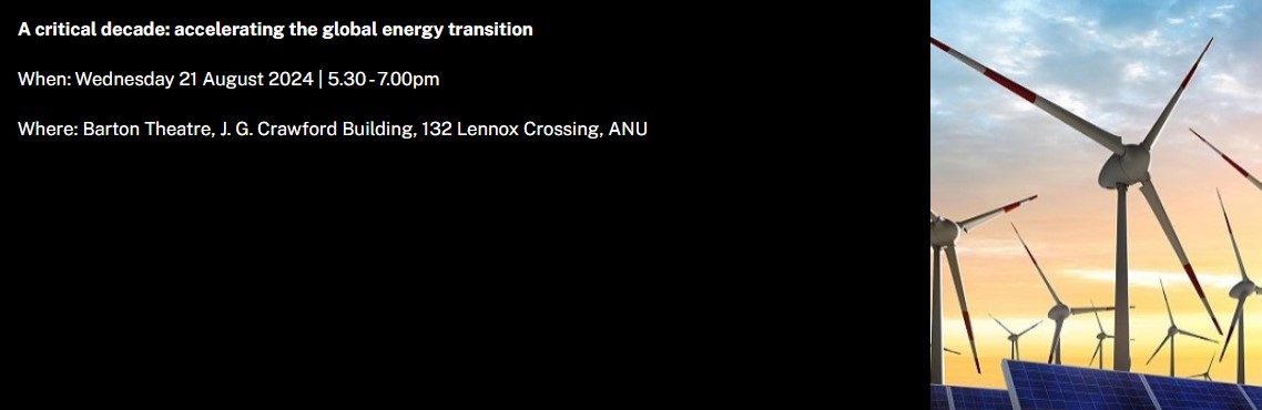 ANURegNet (@anuregnet) on Twitter photo Join @hbamsey, <a href="/DownieChristian/">Christian Downie</a>, Maxfield Peterson and representatives from the UK Dept. for Energy Security and Net Zero for a discussion on global #energy transition.
📅 21 August 2024
🕠 5:30 - 7pm
📍 Barton Theatre, ANU
Learn more and register here: quicklink.anu.edu.au/iowz Join @hbamsey, <a href="/DownieChristian/">Christian Downie</a>, Maxfield Peterson and representatives from the UK Dept. for Energy Security and Net Zero for a discussion on global #energy transition.
📅 21 August 2024
🕠 5:30 - 7pm
📍 Barton Theatre, ANU
Learn more and register here: quicklink.anu.edu.au/iowz