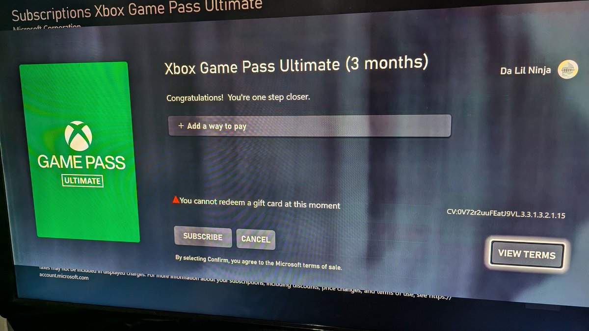 HaloTutor's tweet image. #xboxsupport #gamepasssupport 
@Xbox @XboxGamePass there's an issue redeeming Xbox Ultimate subscription code on console. "Confirm" is not an option on console, but it is on your website. As long as I turn off auto renewal so not to get an extra month for free.
