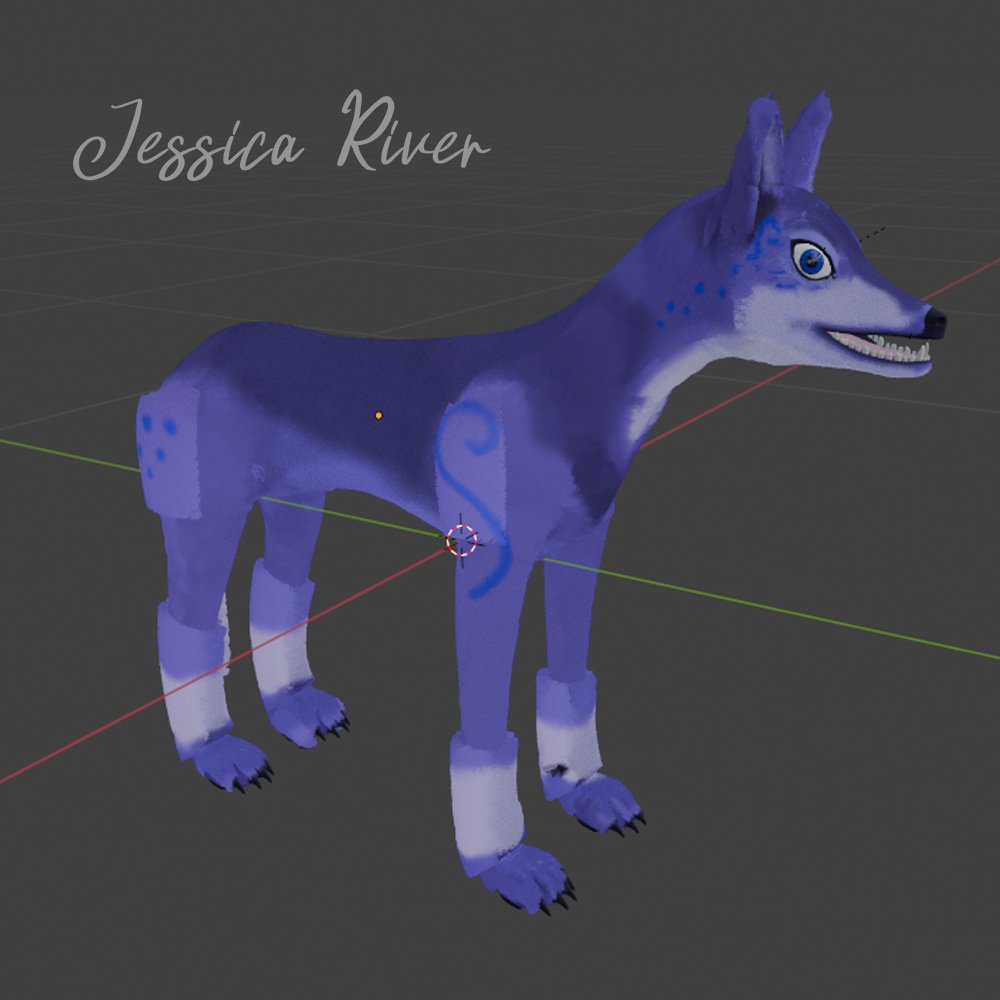 JessicaRiverMus's tweet photo. I am learning 3D modeling using Blender! Here is a mystical wolf I am working on for my first animated music video. They don't have a name yet. #3Dmodeling #3Dwolf #Blender https://t.co/WR1VCxDr6P