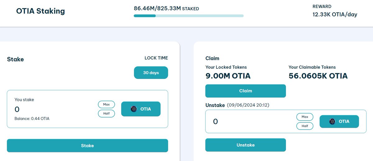 EdwardGoh_CK's tweet photo. 🔥 Exciting news for @OTIAAPP Solana holders! Staking is now live with an impressive 50% APR (limited time). Claim your rewards daily with our secure, immutable smart contract. Start maximizing your earnings today! 💰🔒
👉 https://t.co/gpznzxHmc8
#OTIA #SOLANA #STAKING #HBAR #HEDERA