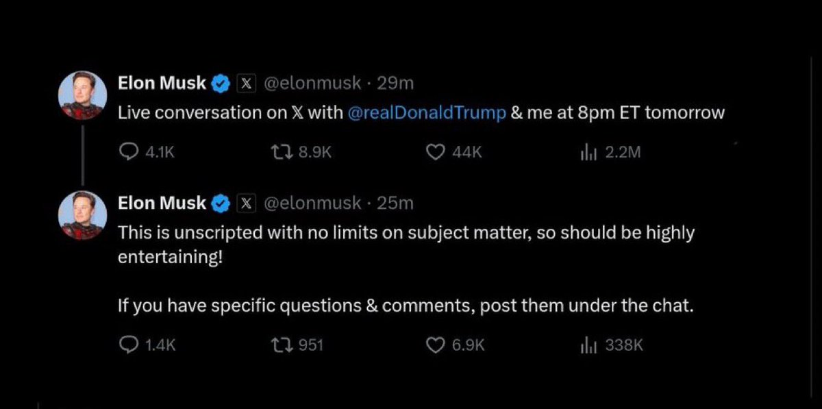 If you get a chance to ask Elon Musk and Donald Trump a question, what do you want to know?