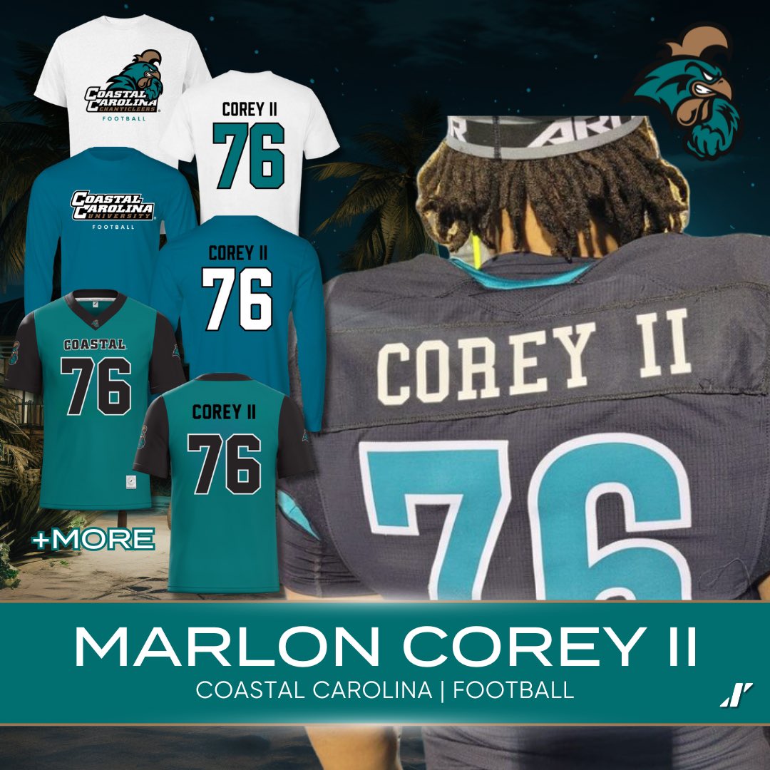 Check out my new NIL site and get some Coastal Carolina University Football gear with #76! Go Chants!🏈🥞🏋🏽‍♂️💪🏾💪🏾
