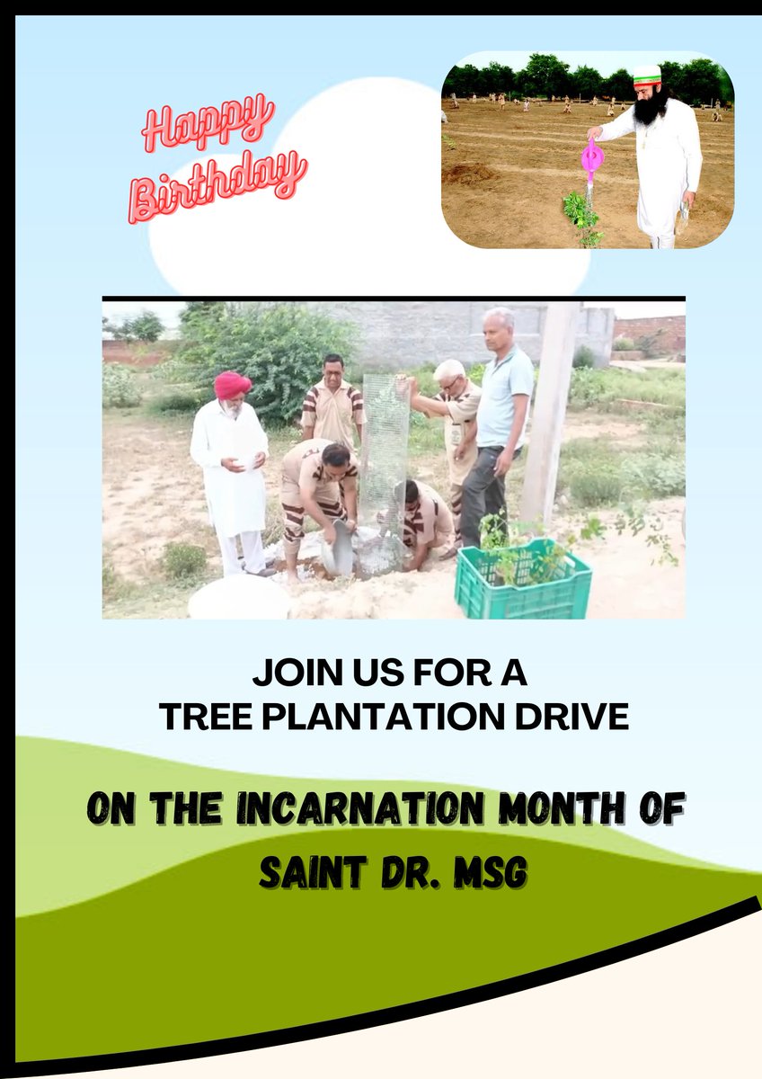 bansaldanny1's tweet photo. Many kind of Social welfare works is the unique way to celebrate the great occasion of incarnation month of Saint Dr MSG and Tree plantation is one of them. Dera volunteers plants lakhs of trees in this month.
#TreePlantation 
#CareOfNature 
#SaintDrMSG https://t.co/mfqJUdzQzF